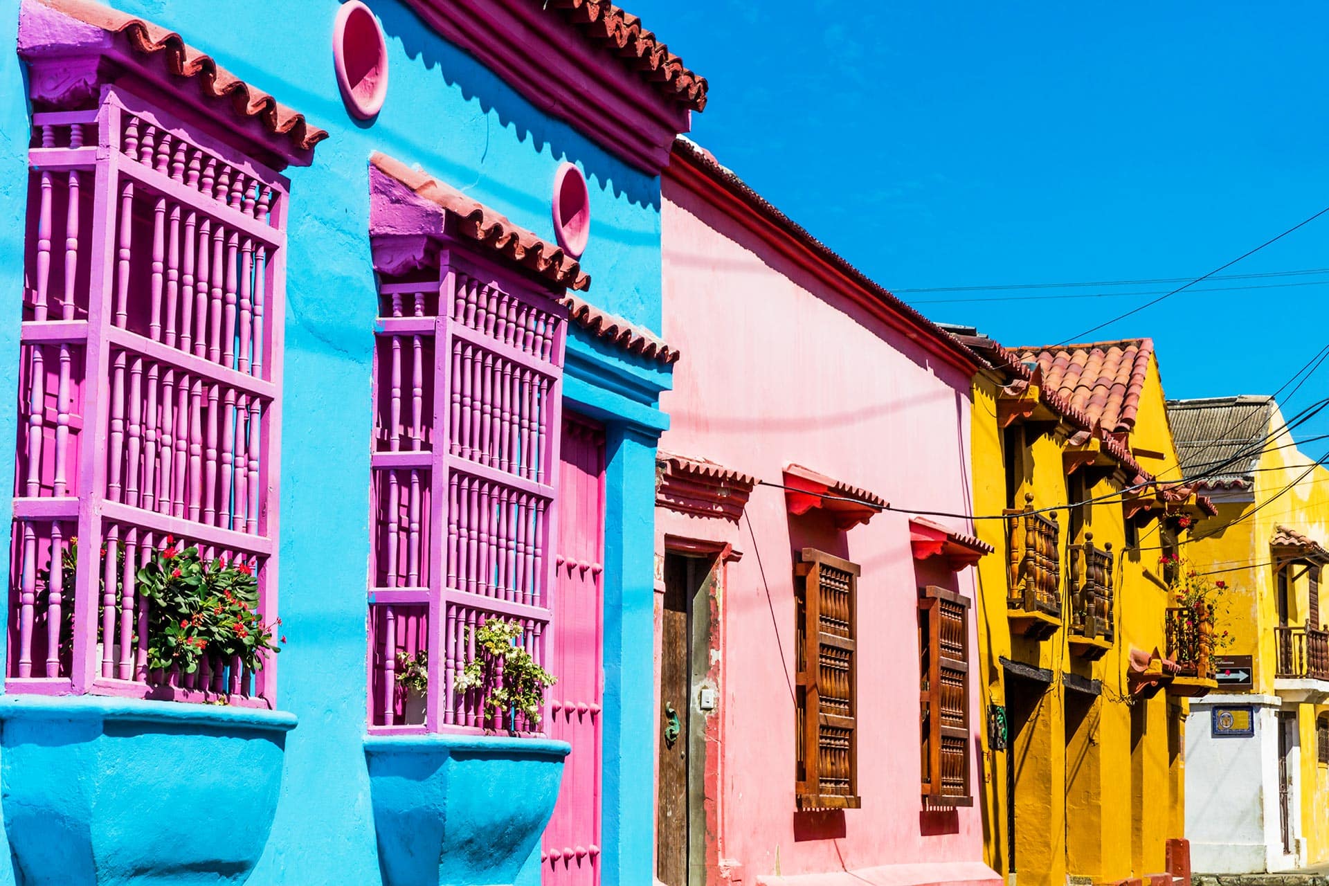 Bunte Häuser in Cartagena, Kolumbien