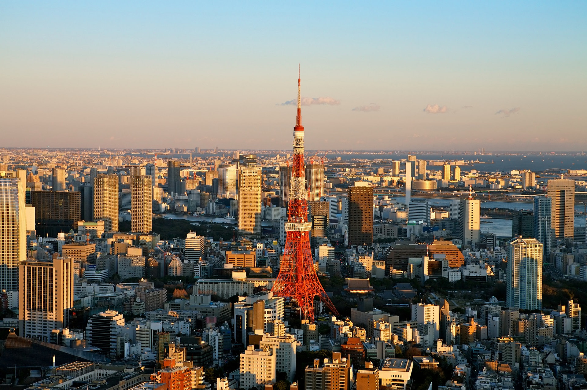 A shot of Tokyo Tower near sunset