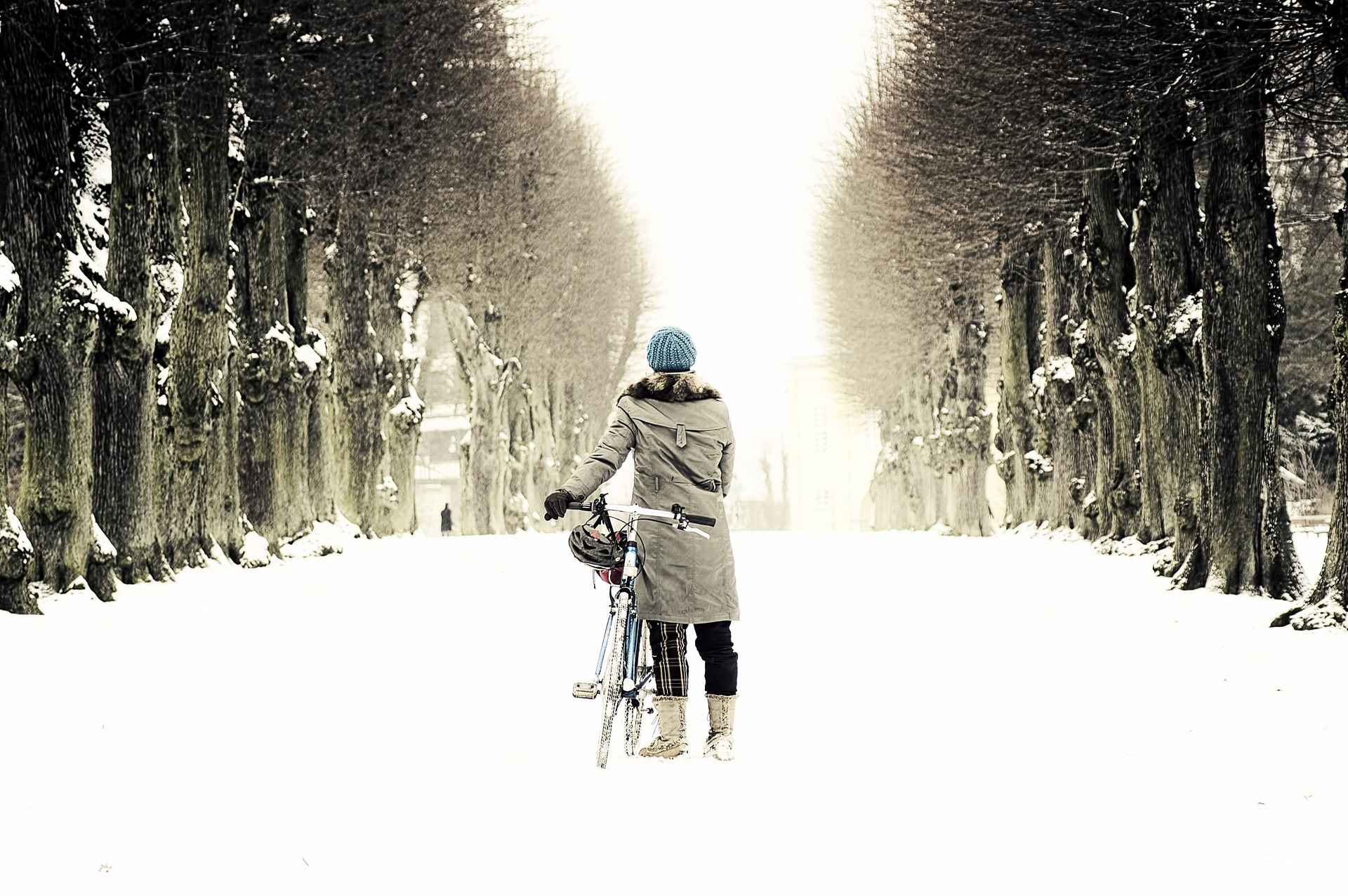 Fahrrad fahren bei Schnee in Kopenhagen