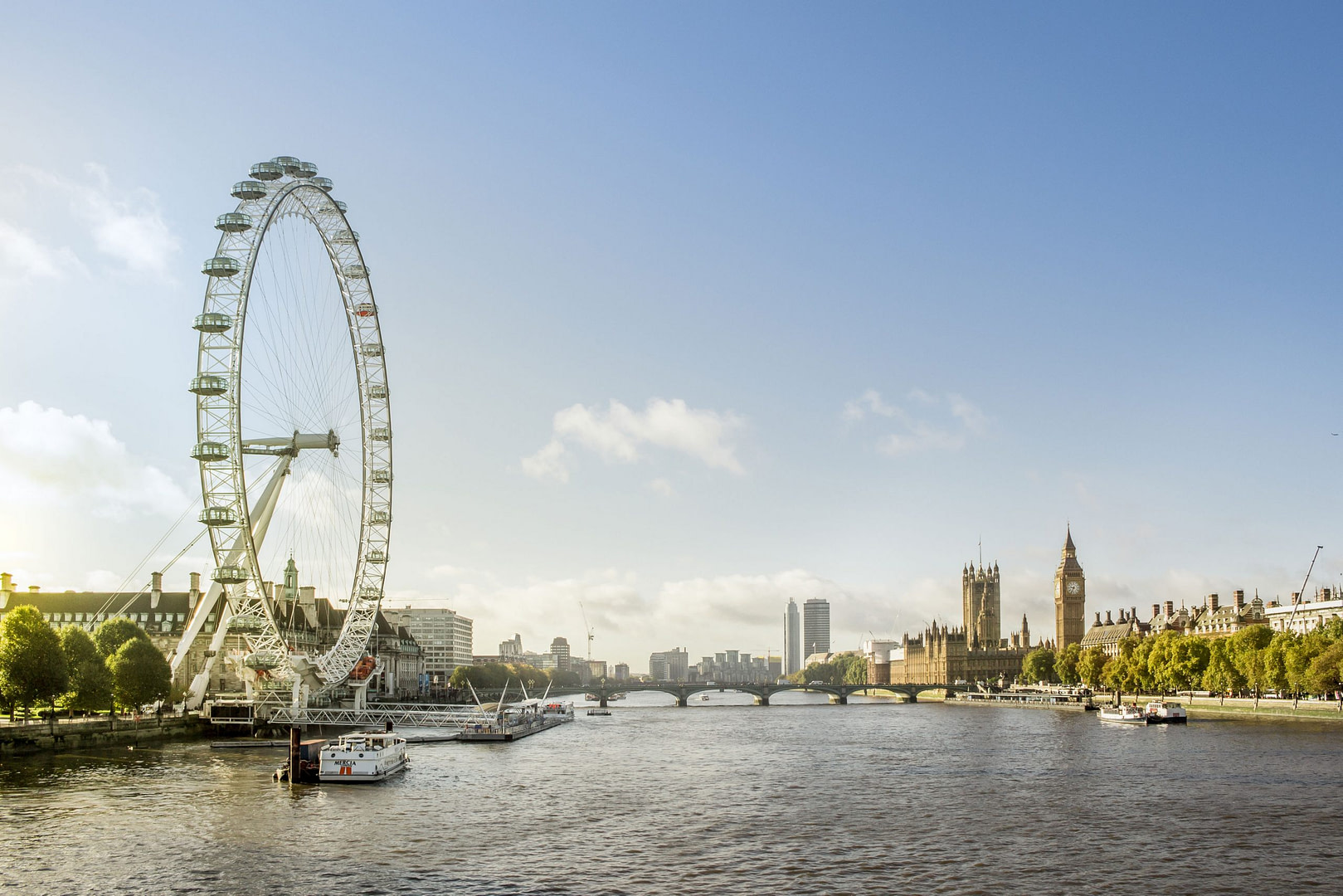 Skyline London Themse, Big Ben und London Eye