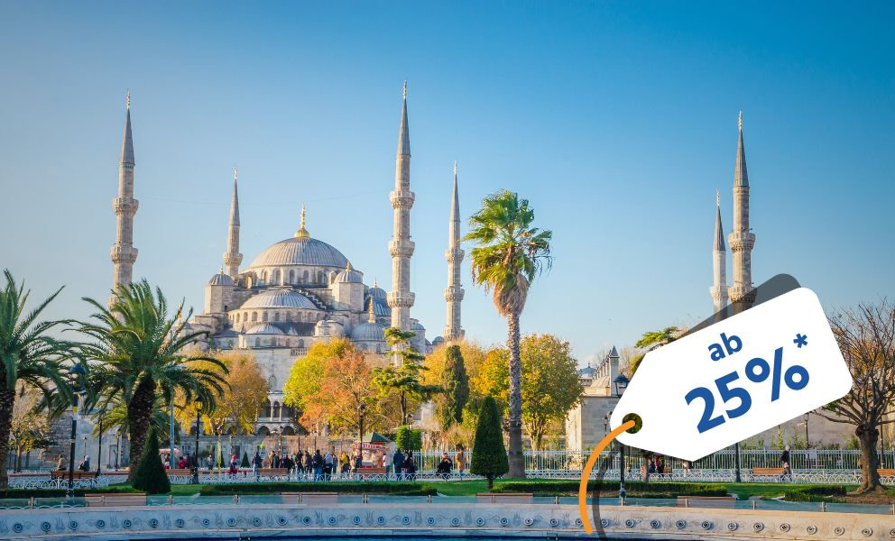 Stadtansicht von Istanbul mit einem Rabattindikator